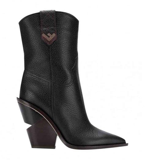 fendi booties black leather|Fendi plaid cowboy boots.